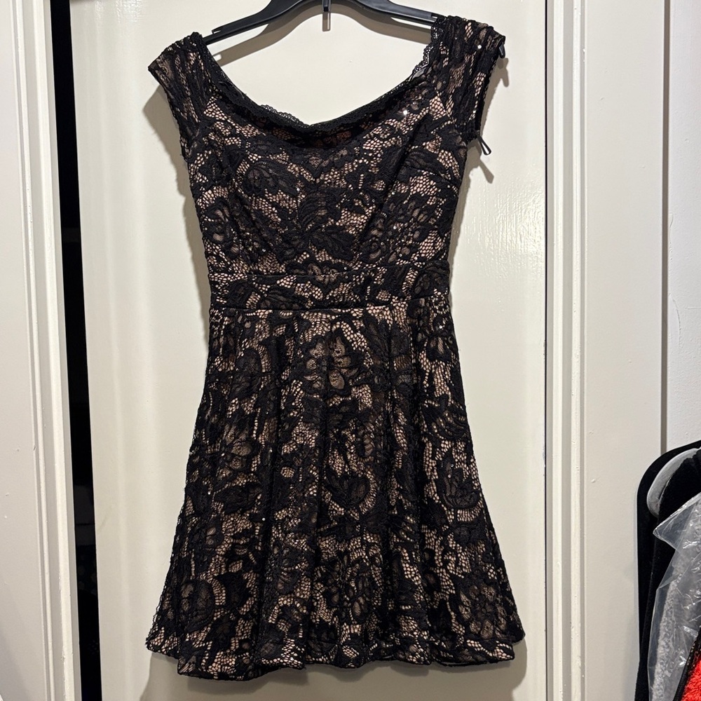 Black Off Shoulder Lace Dress